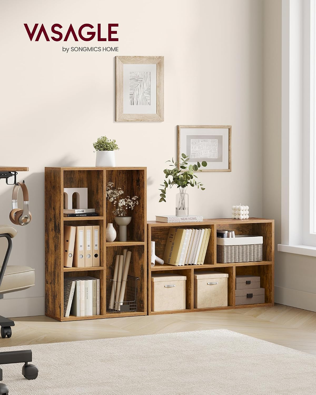Bücherregal 5 Fächer 50x24x80 cm Rustikal Braun von Songmics