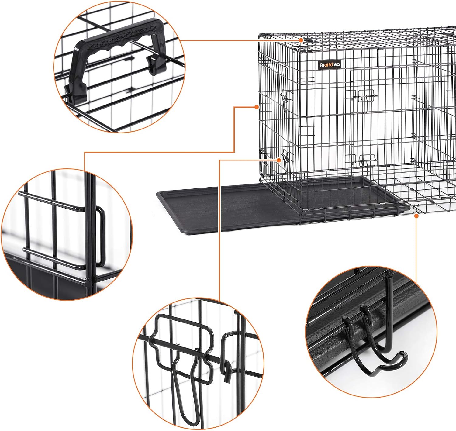 Faltbare Hundebox mit 2 Türen 107x70x77,5 cm Schwarz von Songmics