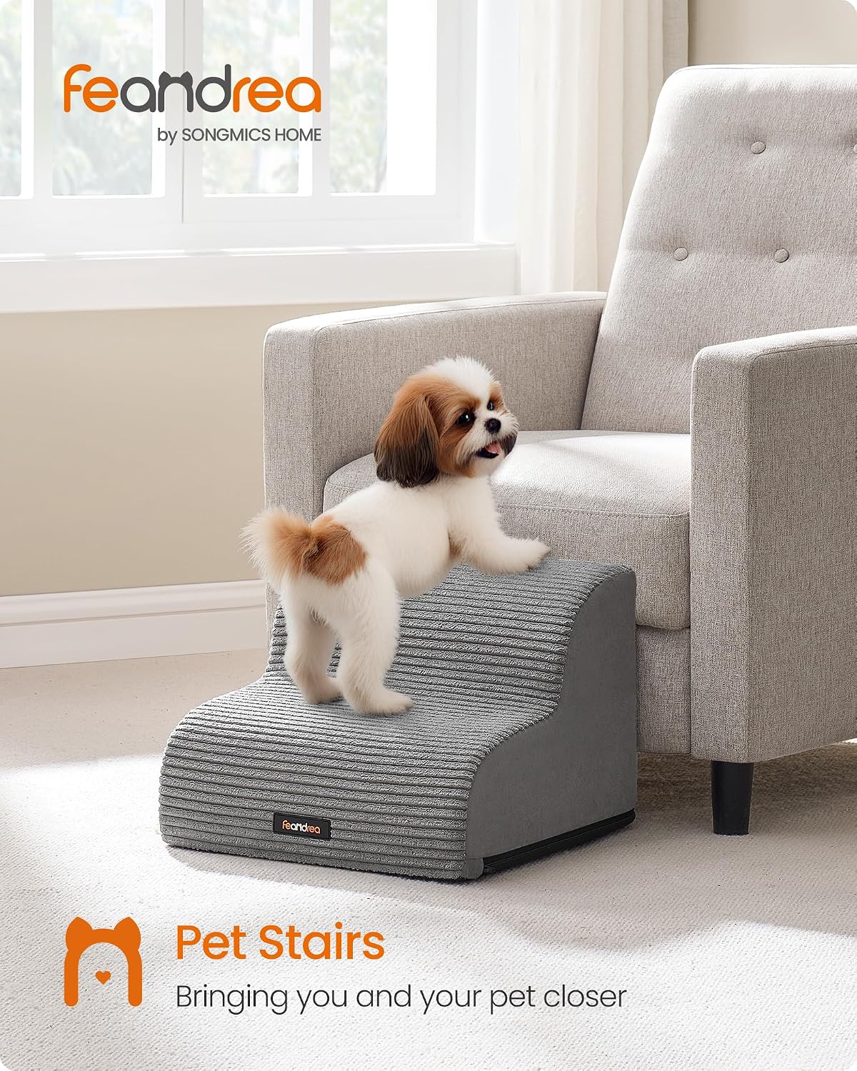 Haustiertreppe 2 Stufen Hundetreppe 40x40x30 cm Grau von Songmics