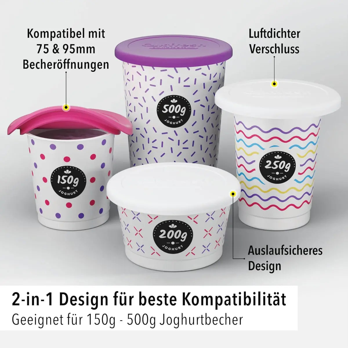 Mehrweg Frischedeckel für Joghurtbecher Weiss von Qikfresh