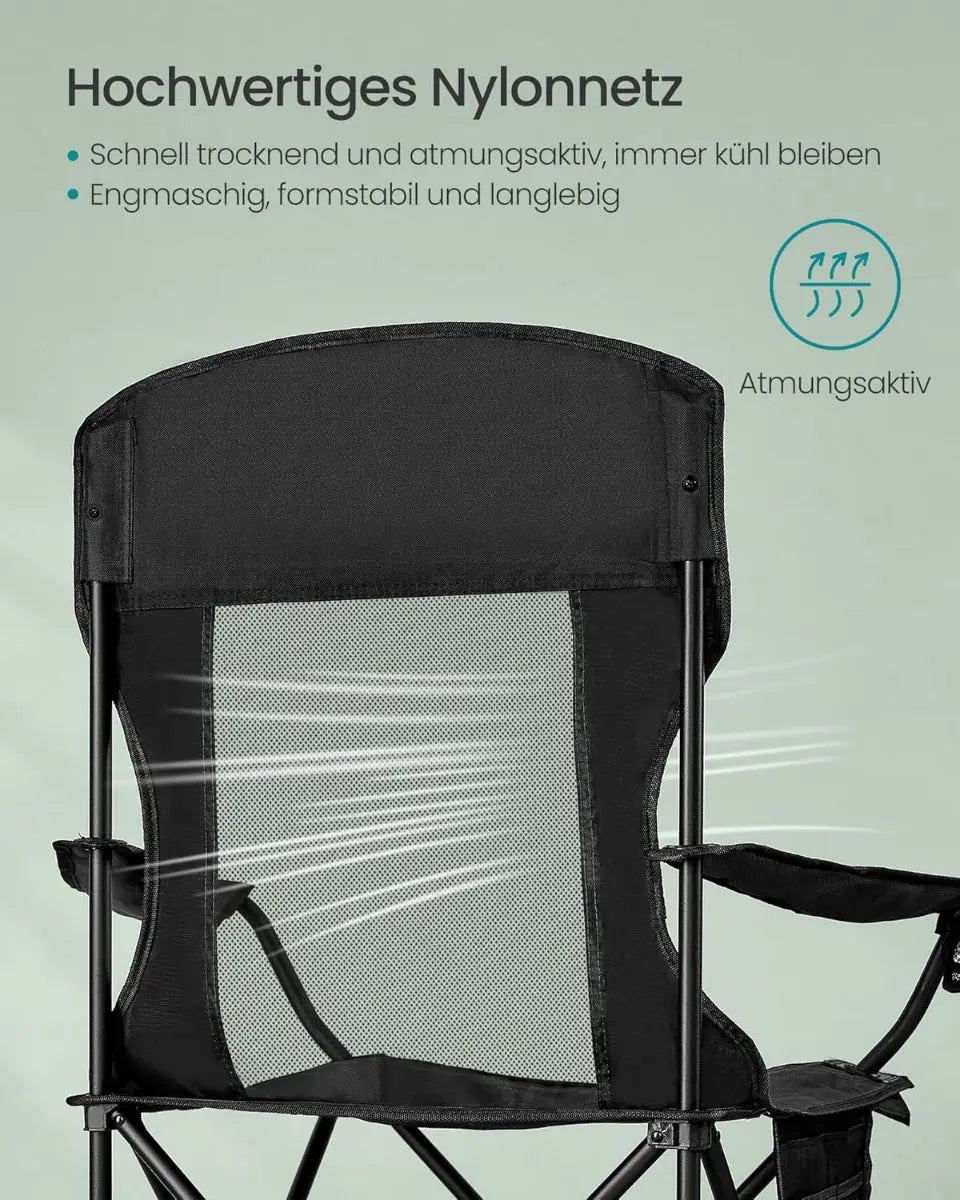 Campingstuhl klappbar Armlehnen schwarz Stahl von Songmics