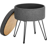 Sitzhocker mit Stauraum 13,4 l rund Taubengrau von Songmics