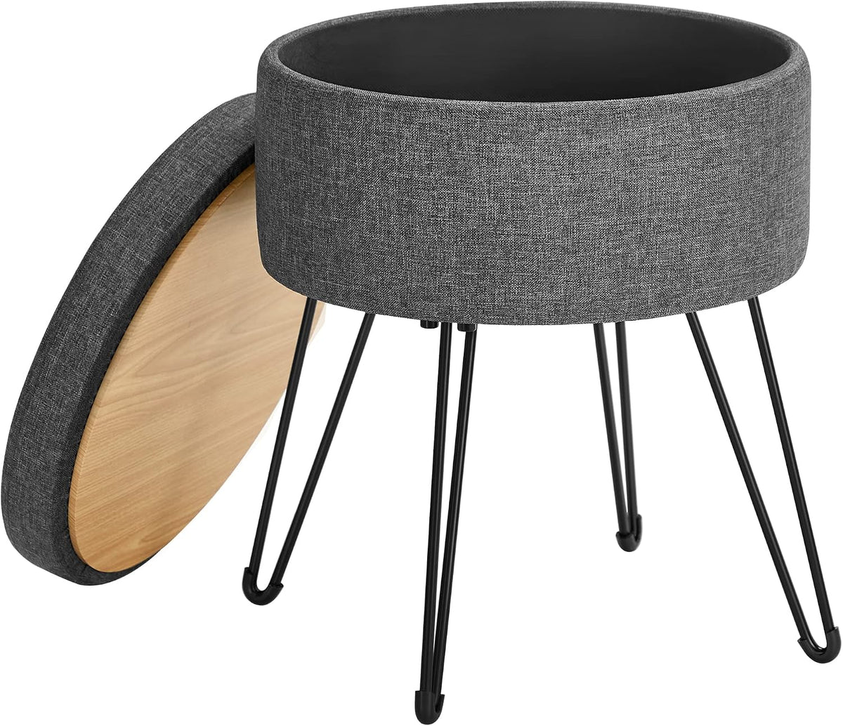 Sitzhocker mit Stauraum 13,4 l rund Taubengrau von Songmics