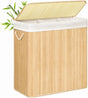 Wäschekorb Wäschebox Bambus 3 Fächer faltbar mit Griffen Naturfarbe von Songmics