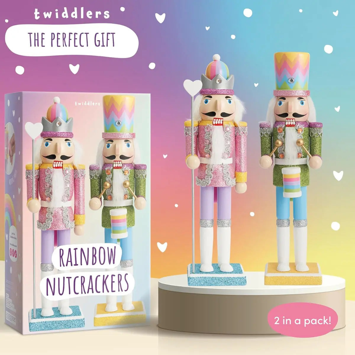 Weihnachts-Nussknacker Soldat Rainbow 2er-Set 30cm von Twiddlers