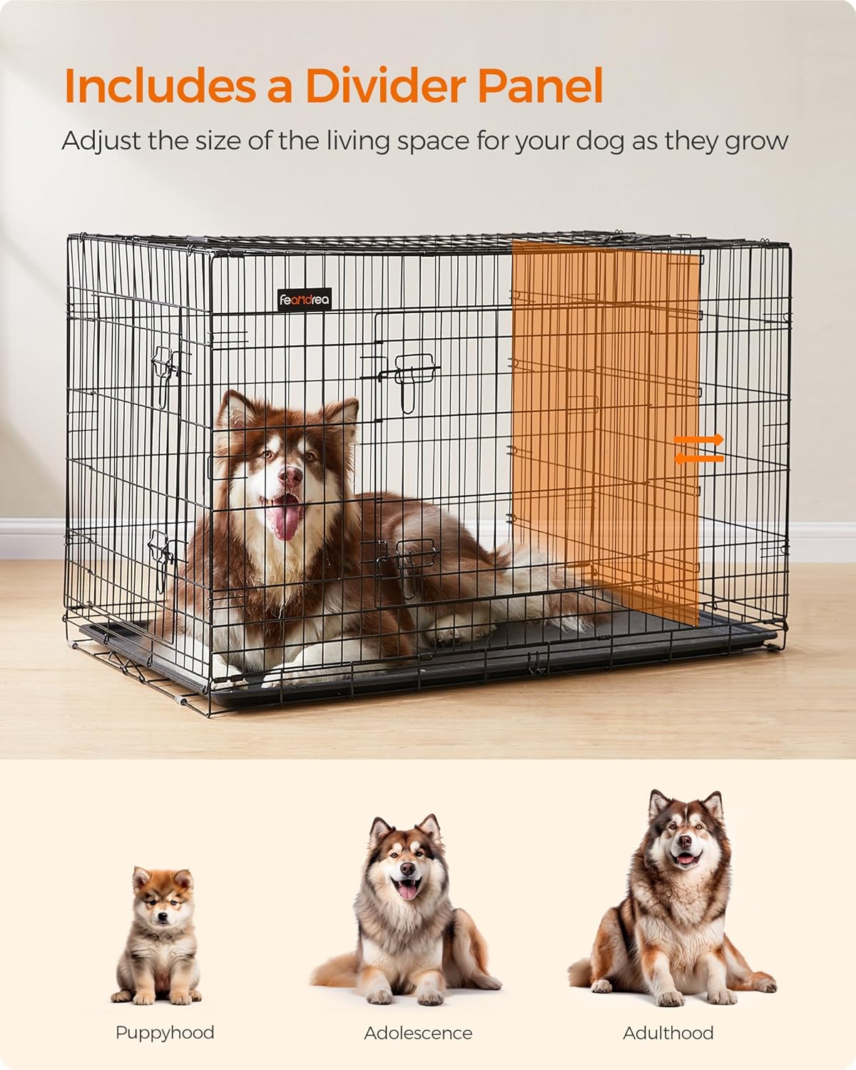 Faltbare Hundebox mit 2 Türen 122x74x80 cm Schwarz von Songmics