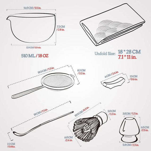 Matcha Set Pink Blau mit Ausgiessschale 7-tlg. von TEANAGOO