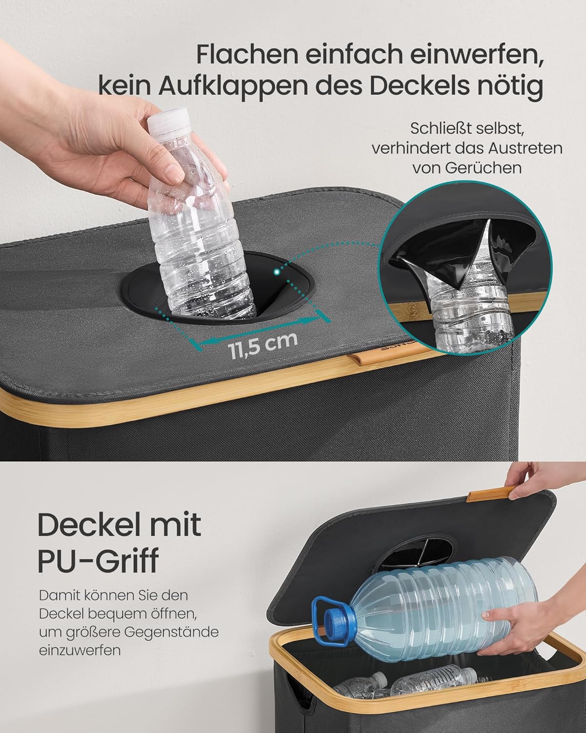 Pfandflaschen Sammelbehälter 95L mit Deckel und Innensack von Songmics