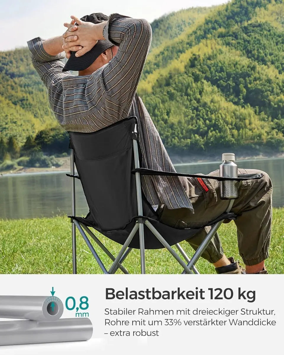 Campingstuhl 2er-Set klappbar schwarz Stahl von Songmics