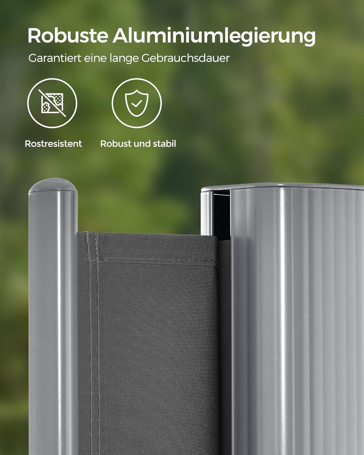 Seitenmarkise 180x350 cm Sichtschutz Terrasse Grau von Songmics