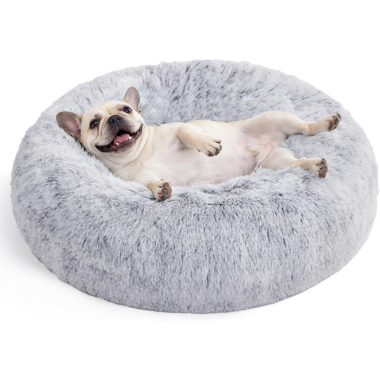 Hundebett Donut flauschig waschbar 70 cm Ombré Grau von Songmics