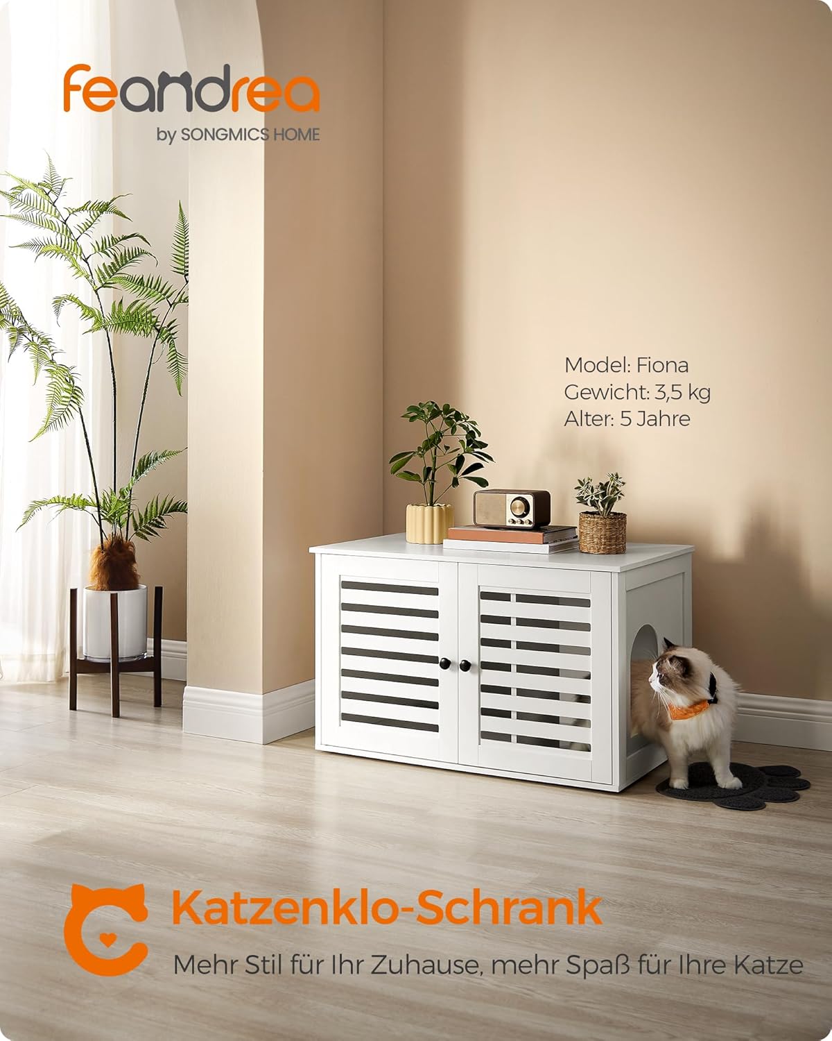Katzentoiletten-Schrank Katzenhaus 80x53x50 cm Braun von Songmics