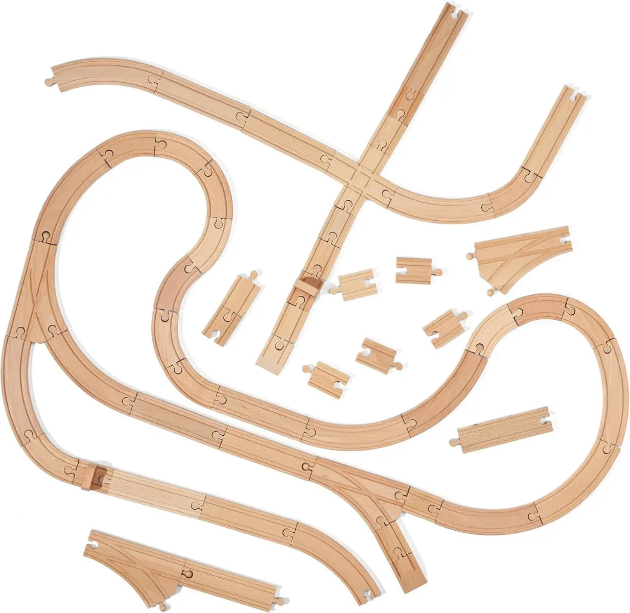 Holzeisenbahn 64-teilig von Twiddlers