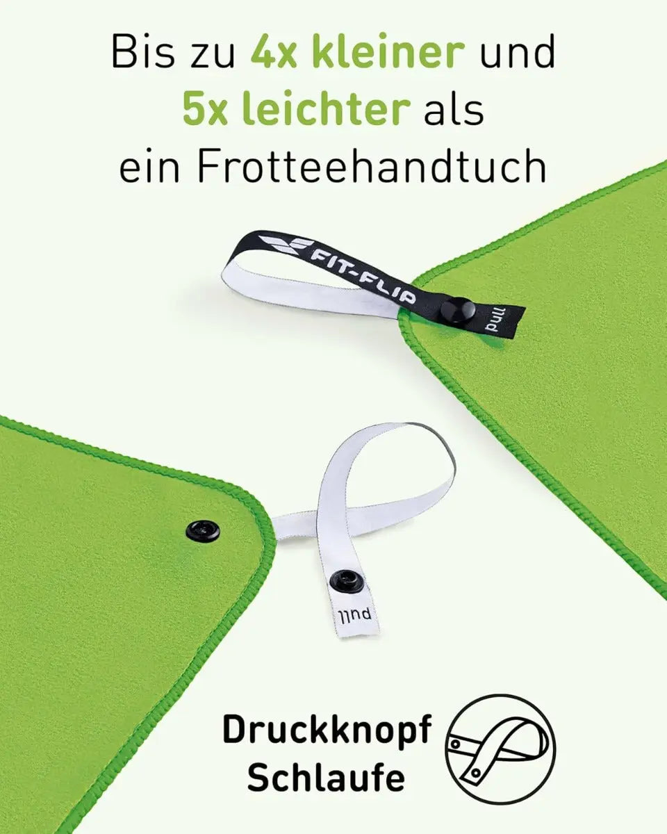 Mikrofaser Handtuch schnelltrocknend mit Tasche 40x80cm Grün von Fit-Flip