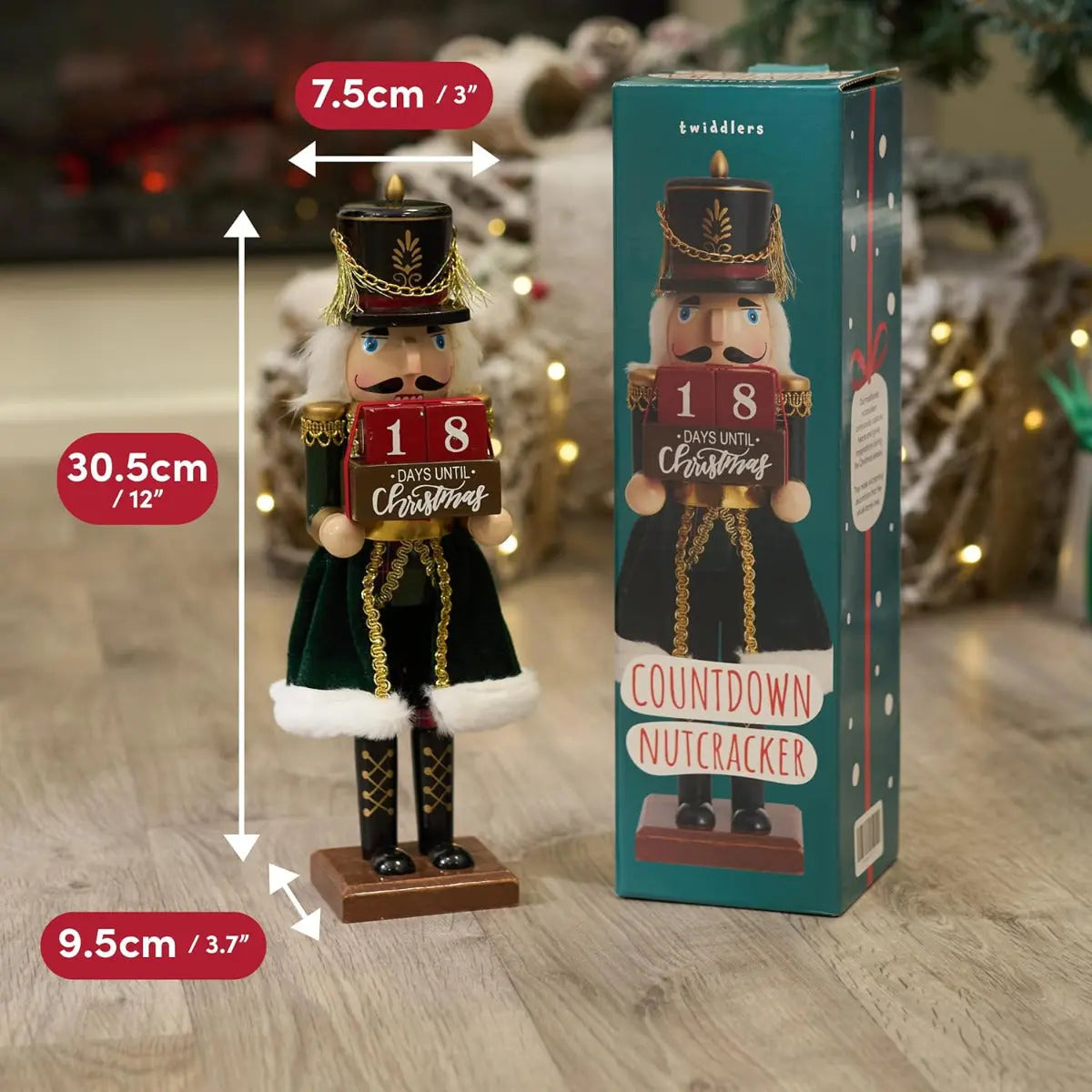 Weihnachts-Nussknacker Soldat Countdown 30cm von Twiddlers
