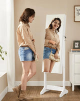 Schmuckschrank Spiegelschrank Stehend Make-up Organizer Weiss von Songmics