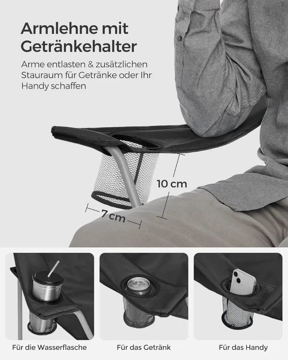 Campingstuhl 2er-Set klappbar schwarz Stahl von Songmics