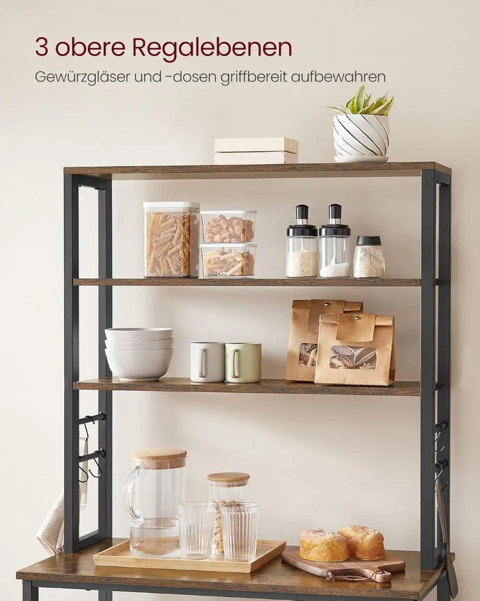 Küchenregal mit 6 Ablagen vintagebraun 60cm breit von Songmics