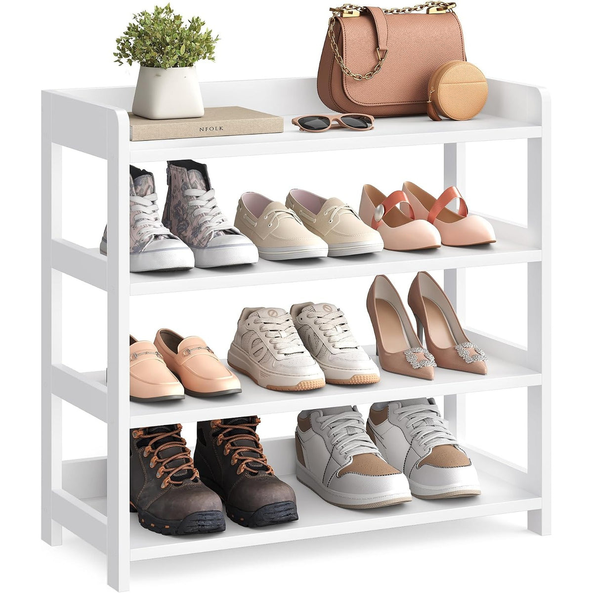 Schuhregal 4 Ebenen 63x30x66 cm Wolkenweiss von Songmics