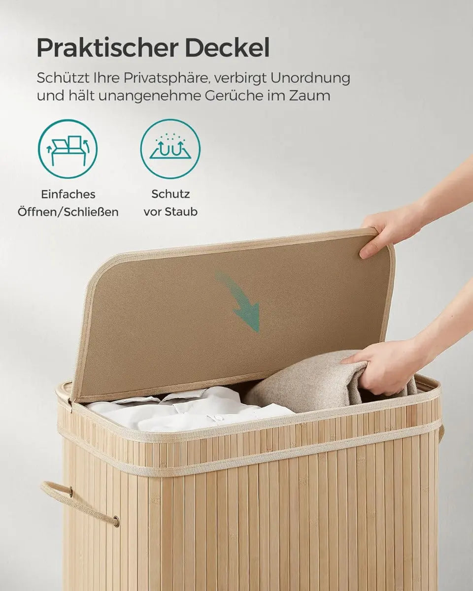 Wäschekorb Wäschesammler Bambus 100l von Songmics