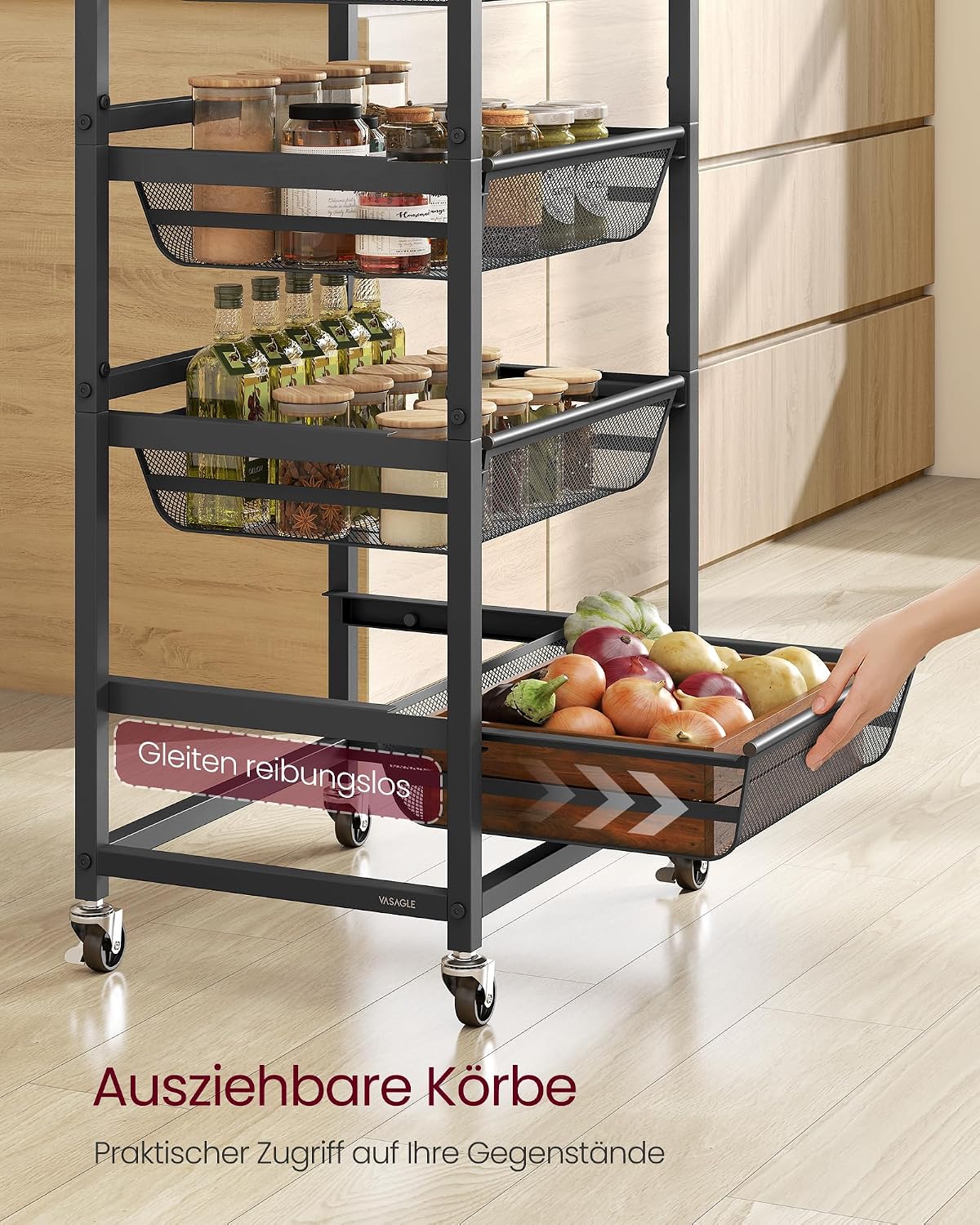 Küchenwagen 5 Ebenen 40x31,7x95 cm Rustikalbraun von Songmics