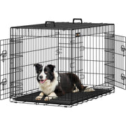Hundekäfig XL klappbar 2 Türen schwarz 107x70x77,5 cm von Songmics