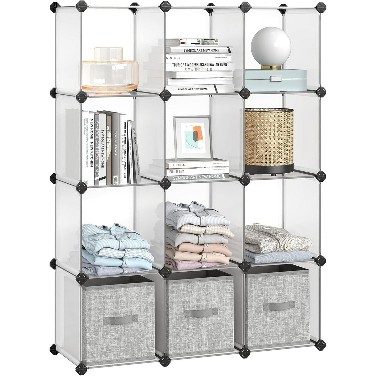 Kunststoffschrank 12 Fächer 93x31x123 cm Weiss von Songmics