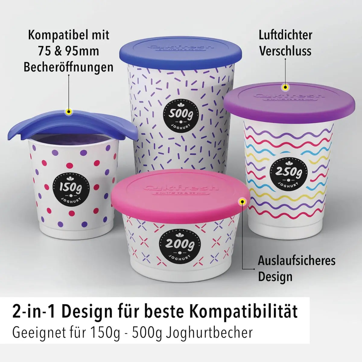 Mehrweg Frischedeckel für Joghurtbecher Lila von Qikfresh