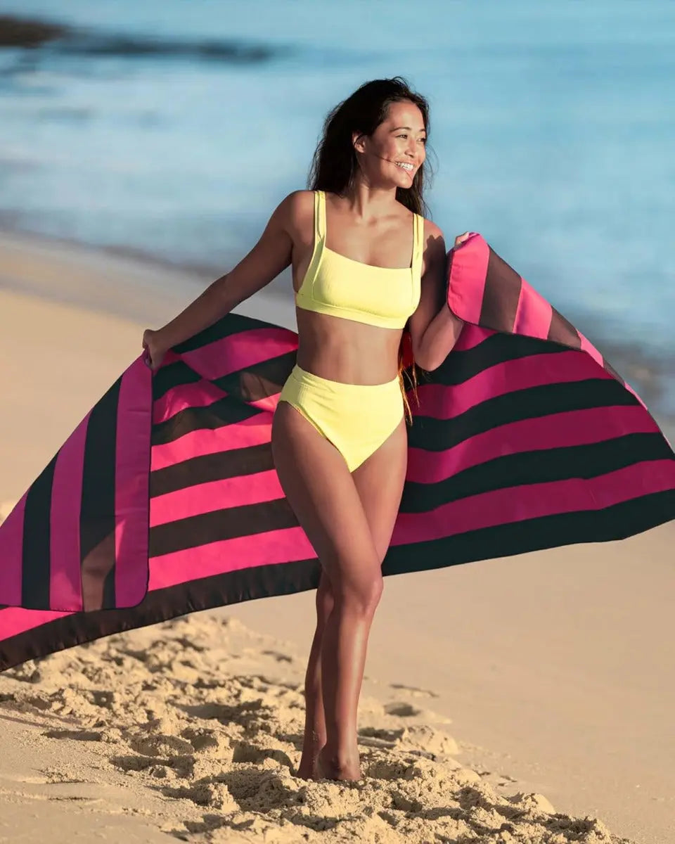 Strandtuch XXL Mikrofaser schnelltrocknendes Badetuch 200x90cm Pink-Dunkelgrau von guteszeug.ch