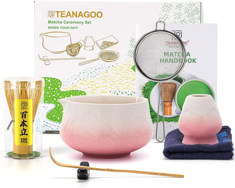 Matcha Set Pink Berg mit Ausgiessschale 7-tlg. von TEANAGOO
