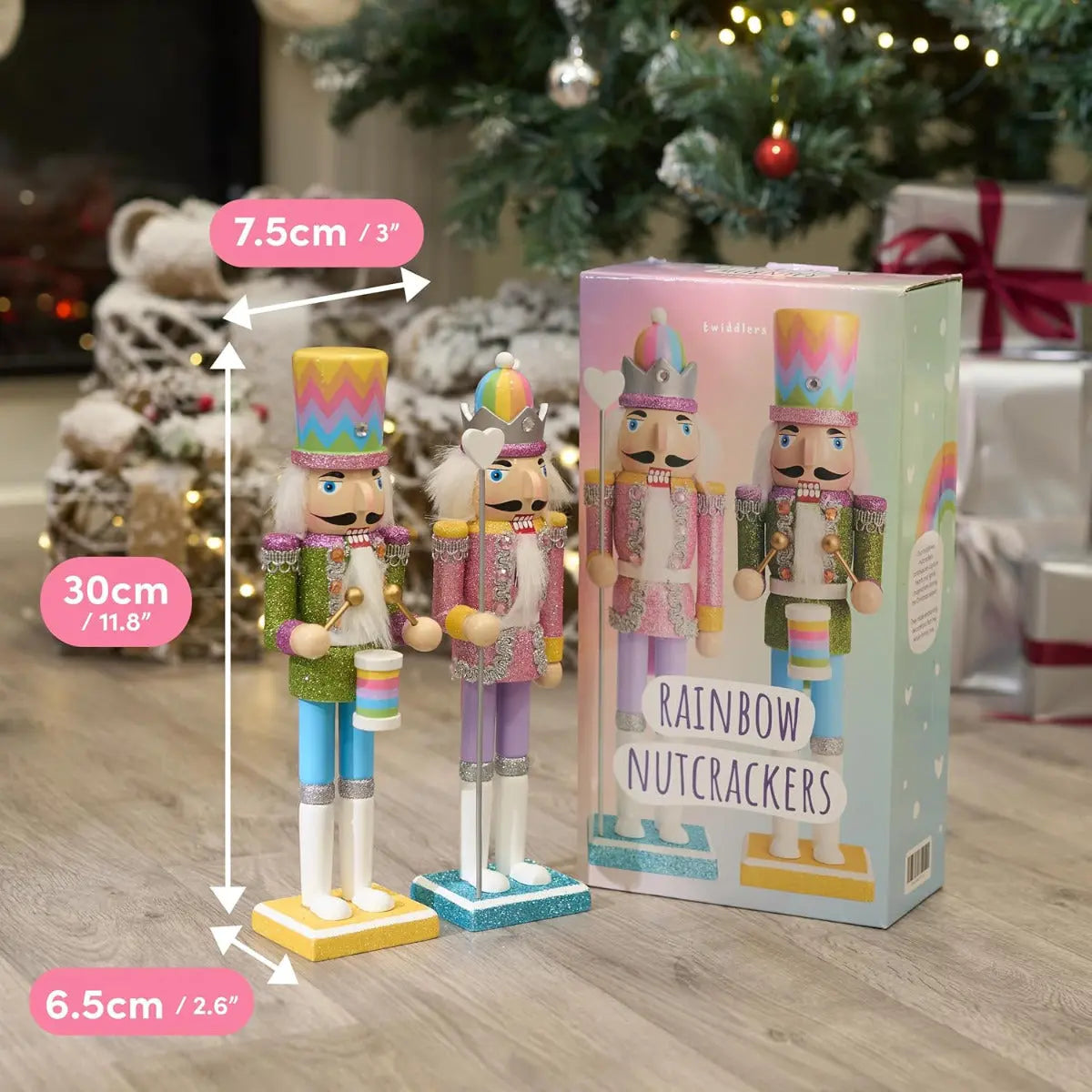 Weihnachts-Nussknacker Soldat Rainbow 2er-Set 30cm von Twiddlers