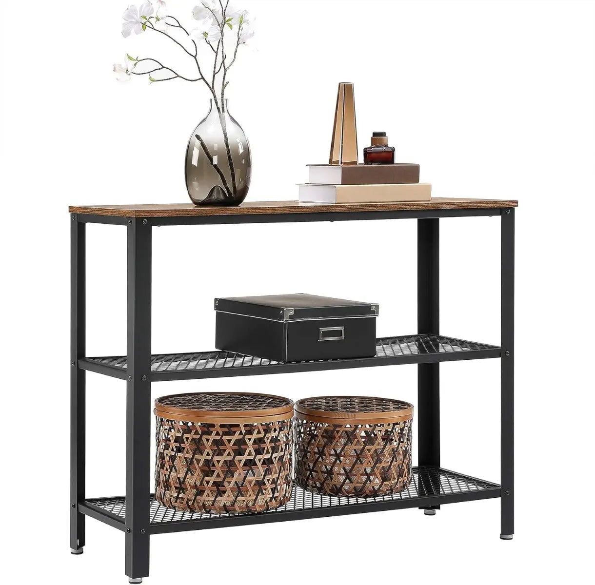 Konsolentisch Sideboard Stahlrahmen Industriestil Braun von Songmics