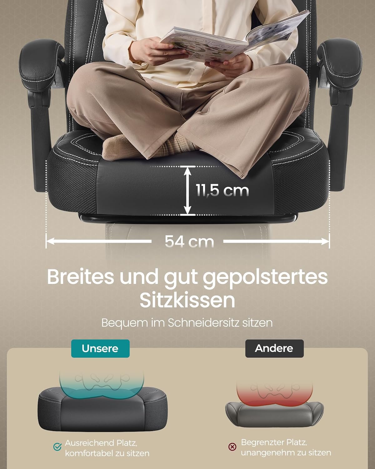 Gaming Stuhl mit Fußstütze und Lendenkissen bis 150 kg von Songmics