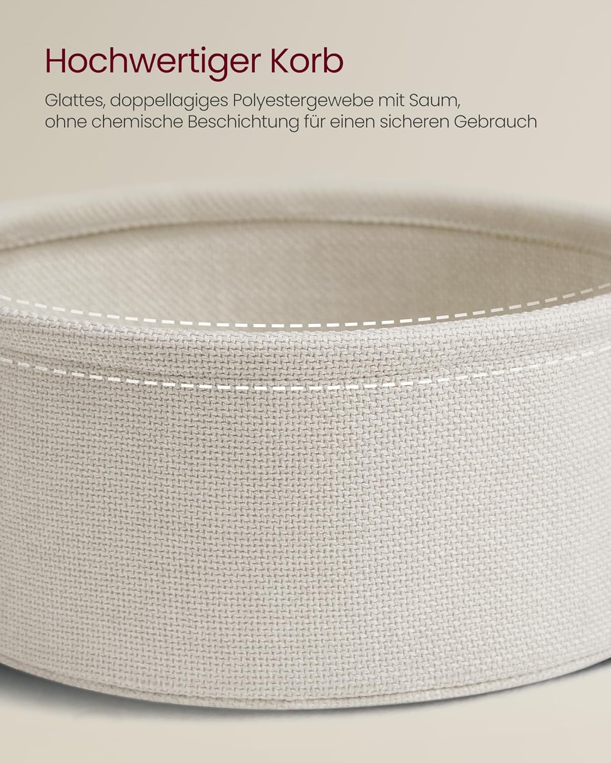 Runder Couchtisch mit Stoffkorb und Metallrahmen Beige von Songmics