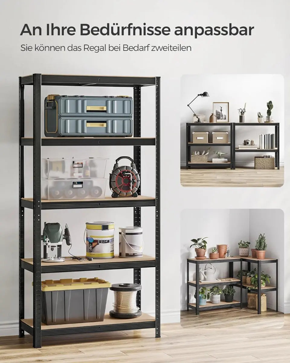 Schwerlastregale Stahlgestell Verstellbare Ablagen, 40 x 90 x 180 cm, Schwarz von Songmics