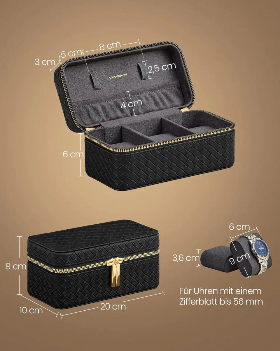 Uhren Aufbewahrung Box für 3 Uhren Grau von Songmics