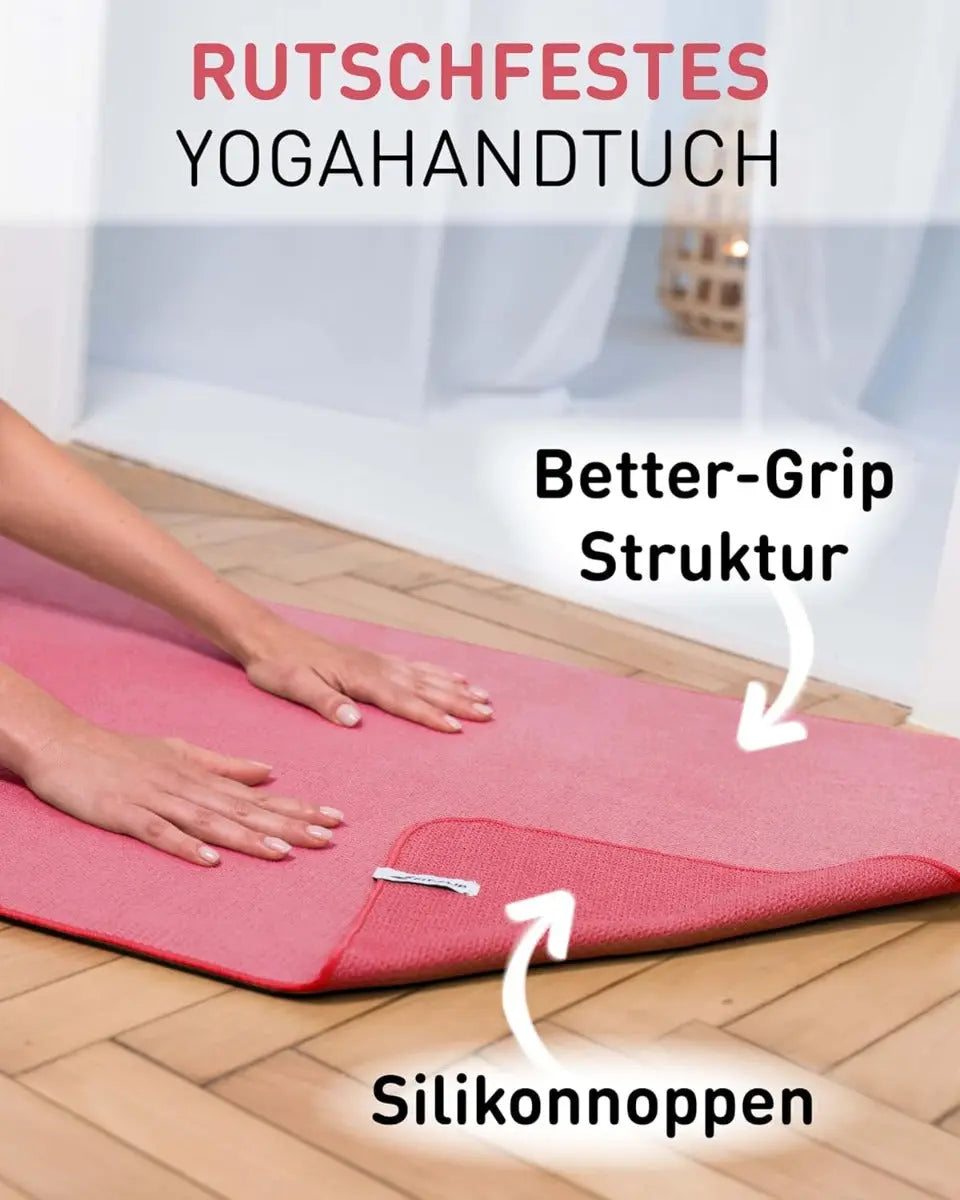 Yoga Handtuch Mikrofaser rutschfest mit Noppen Yogatuch Himbeere von guteszeug.ch