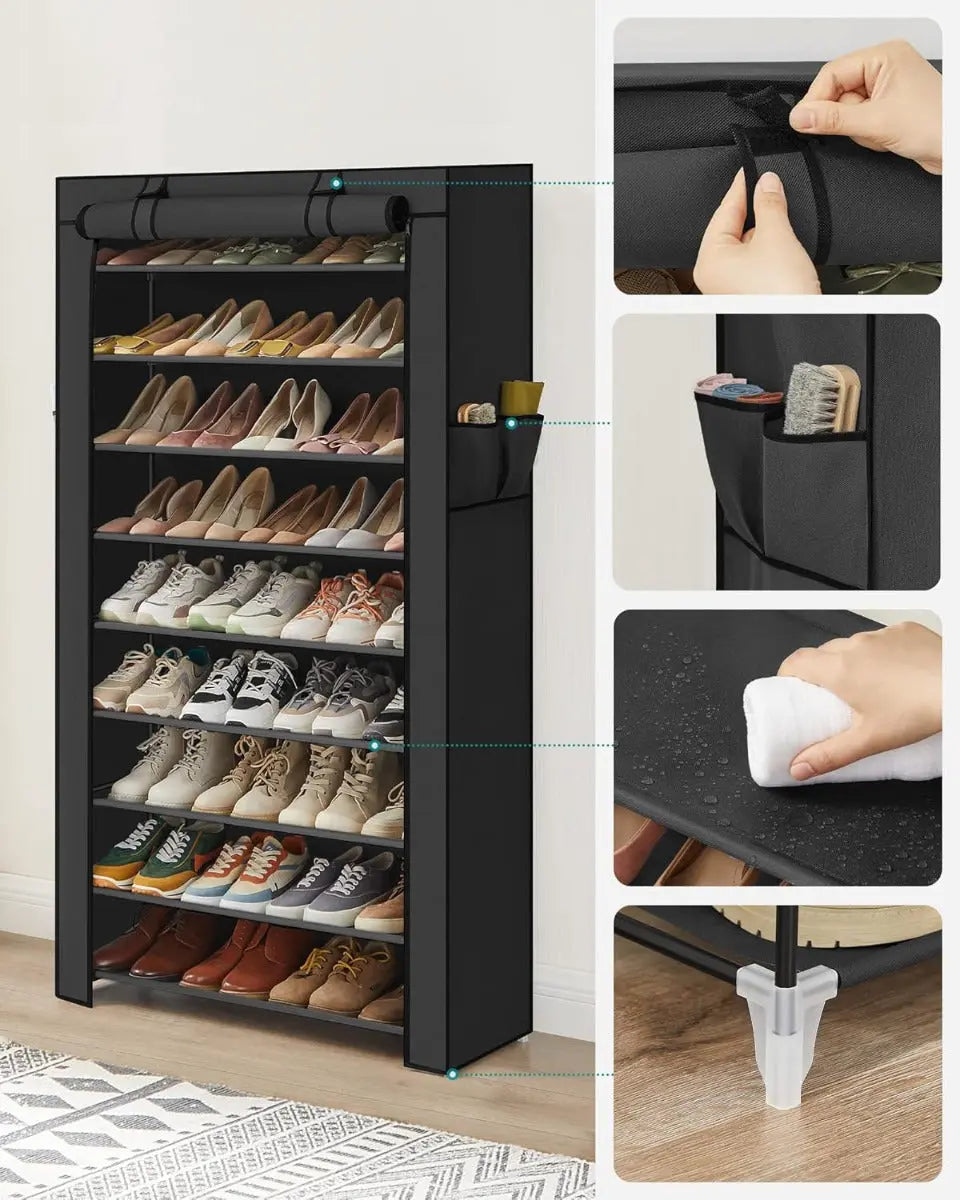 Schuhregal mit 9 Ebenen Schwarz, 85 x 28 x 162 cm von Songmics