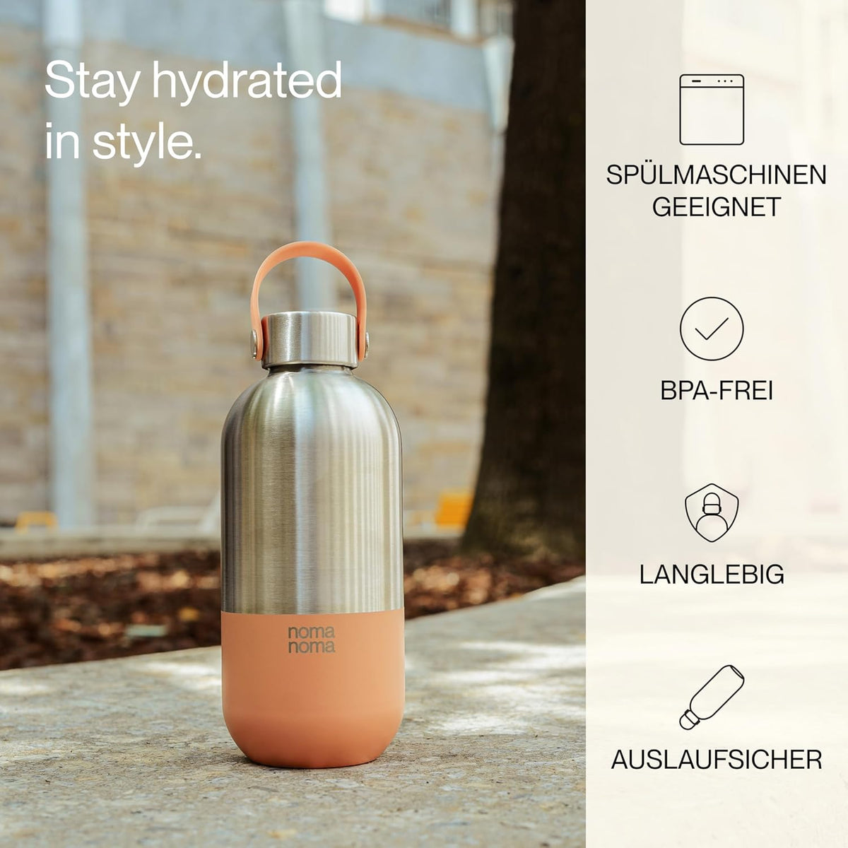 Trinkflasche Edelstahl auslaufsicher 750ml Peach Orange von guteszeug.ch