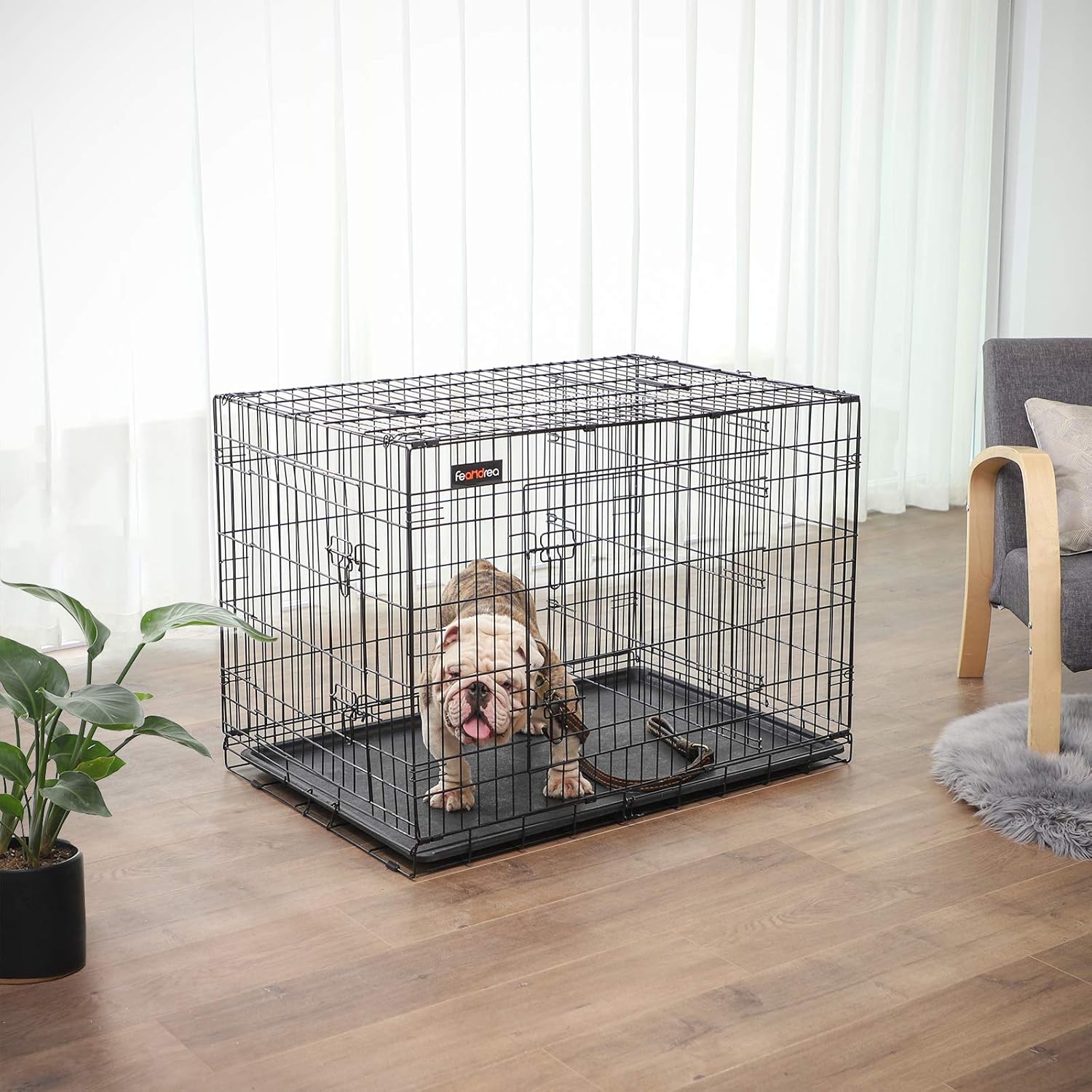 Faltbare Hundebox mit 2 Türen 107x70x77,5 cm Schwarz von Songmics