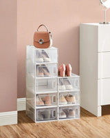 Schuhboxen Set Organizer Faltbar Stapelbar Transparent von Songmics