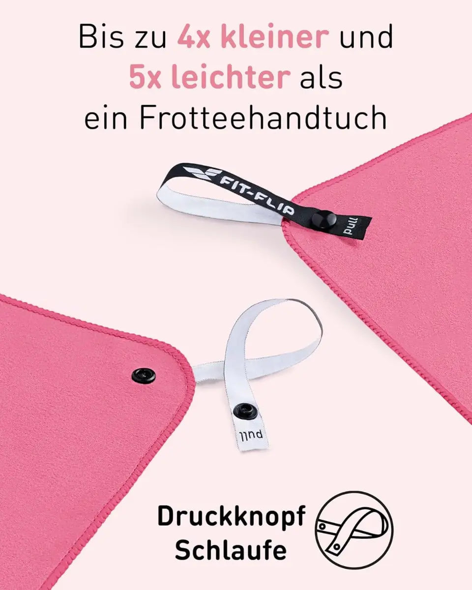 Mikrofaser Handtuch schnelltrocknend mit Tasche 60x120cm Rosa von guteszeug.ch