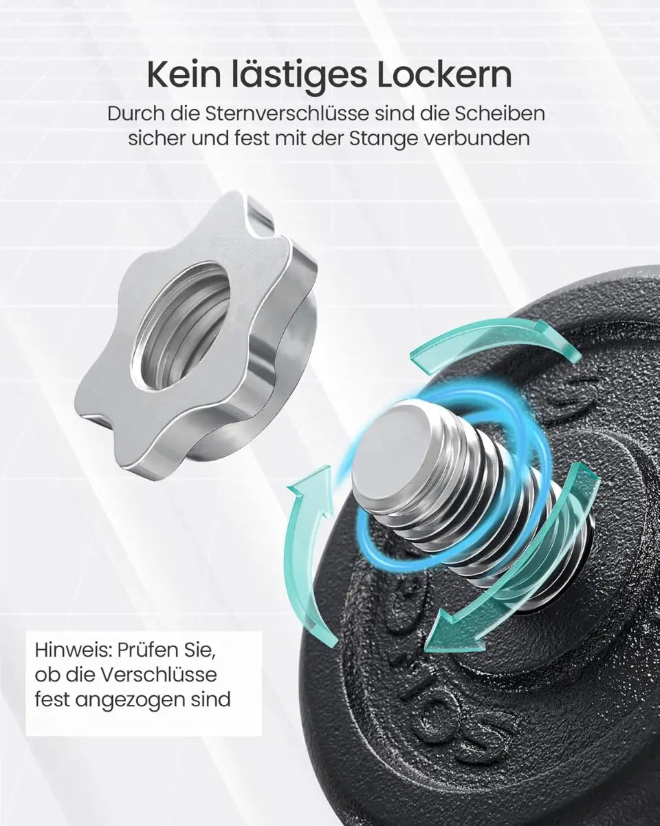 Hantelset 20kg verstellbar Schwarz Gusseisen von Songmics