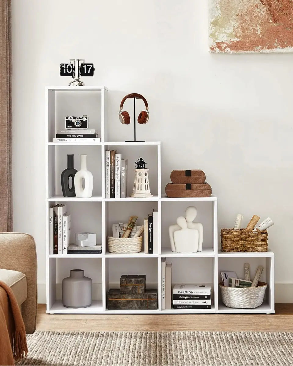 Bücherregal Stufenregal Ordnungssystem Wohnzimmer Wolkenweiss von Songmics
