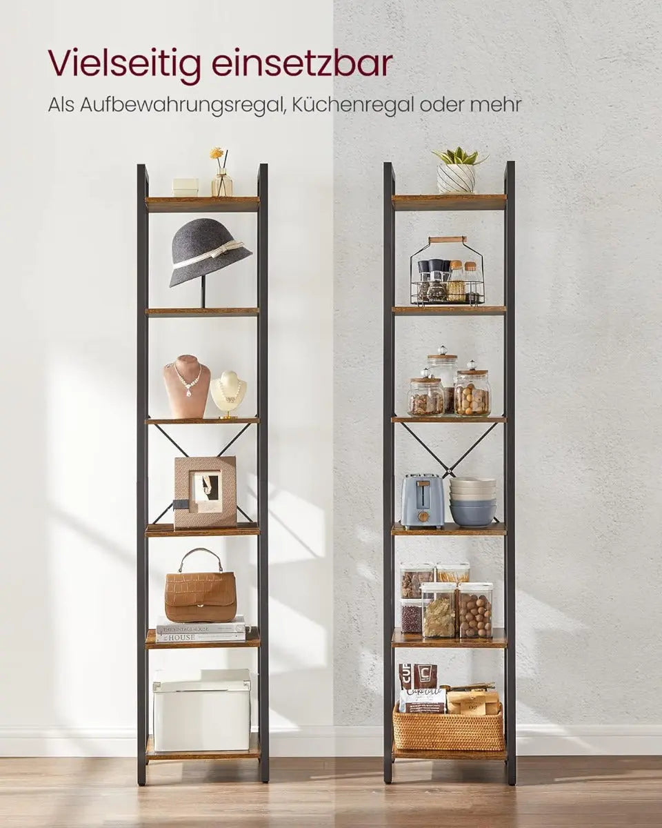 Regal Standregal mit 6 Ebenen Vintagebraun von Songmics