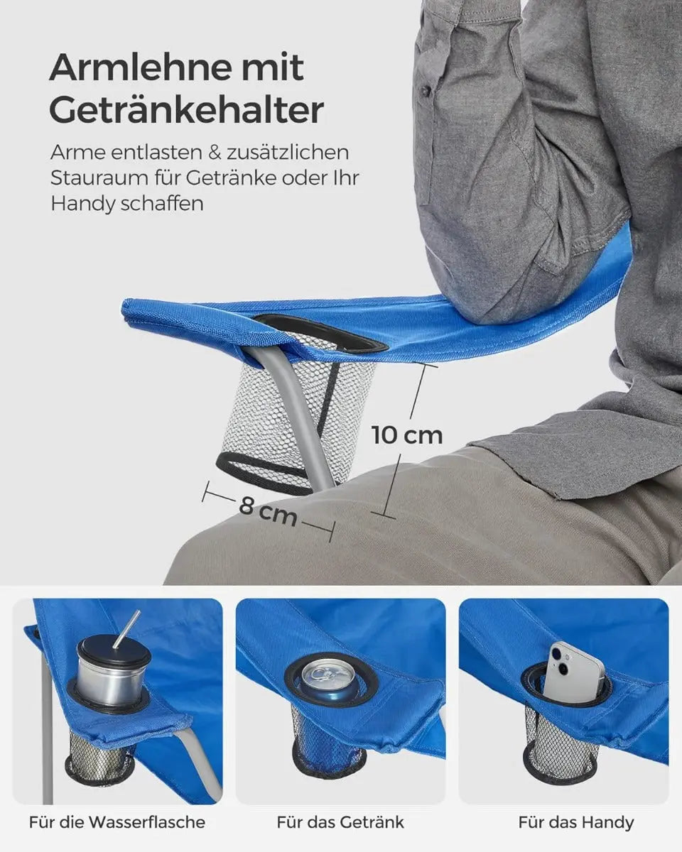 Campingstuhl faltbar 150kg Blau Oxford von Songmics