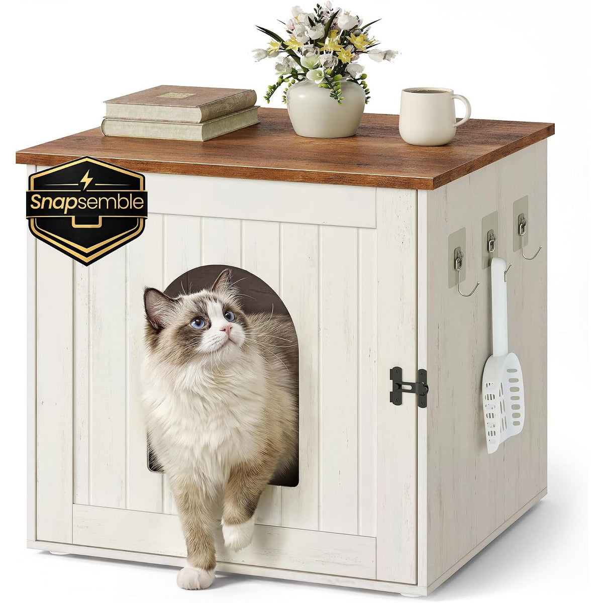 Katzentoilettenschrank 55x50x50 cm Rustikal-Weiss von Songmics