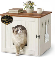 Katzentoilettenschrank 55x50x50 cm Rustikal-Weiss von Songmics