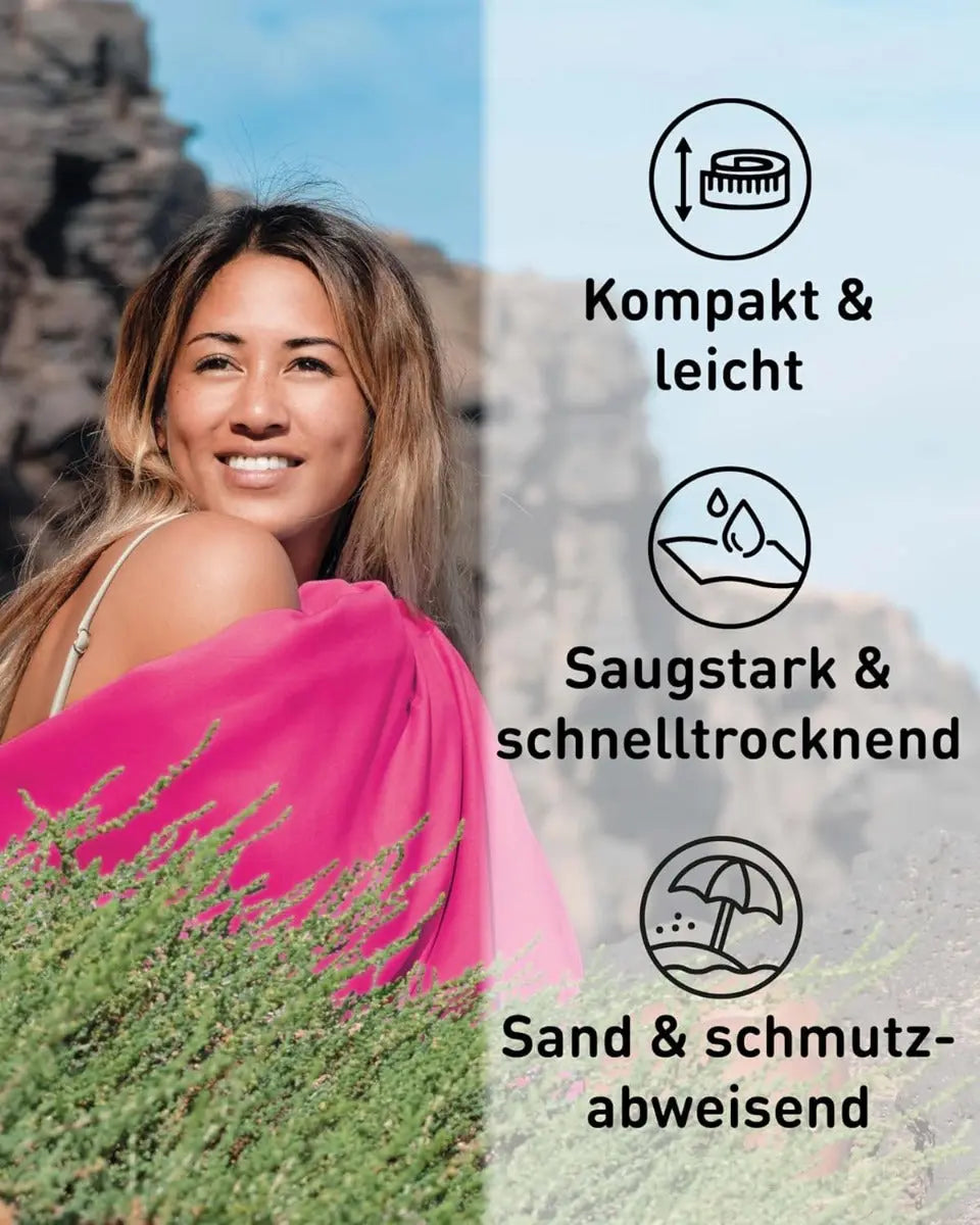 Mikrofaser Handtuch schnelltrocknend mit Tasche 40x80cm Pink von Fit-Flip