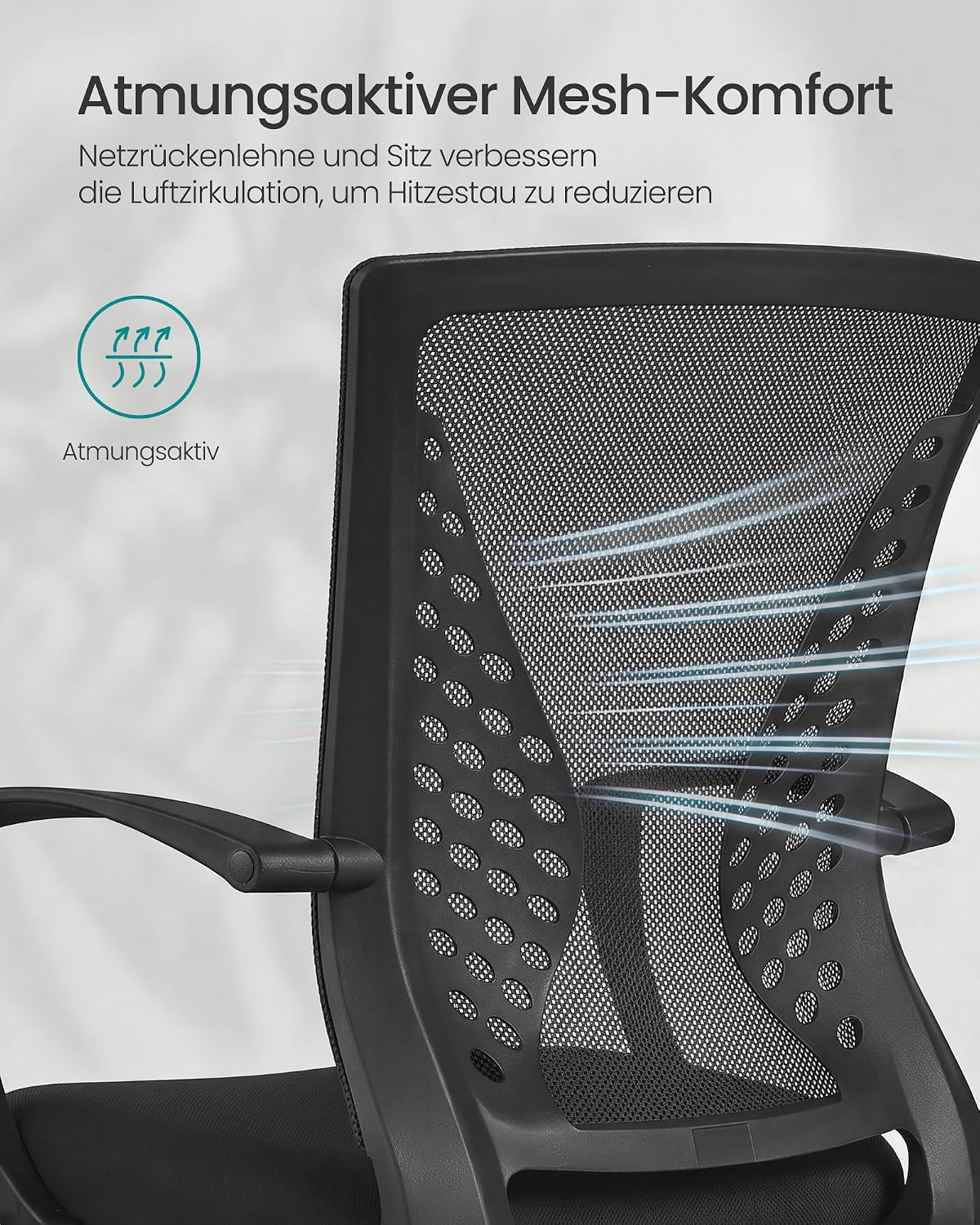 Bürostuhl ergonomisch Netzstuhl mit Wippfunktion Schwarz von Songmics